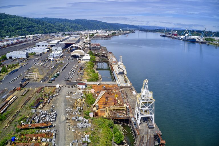 Buildings along the Willamette River