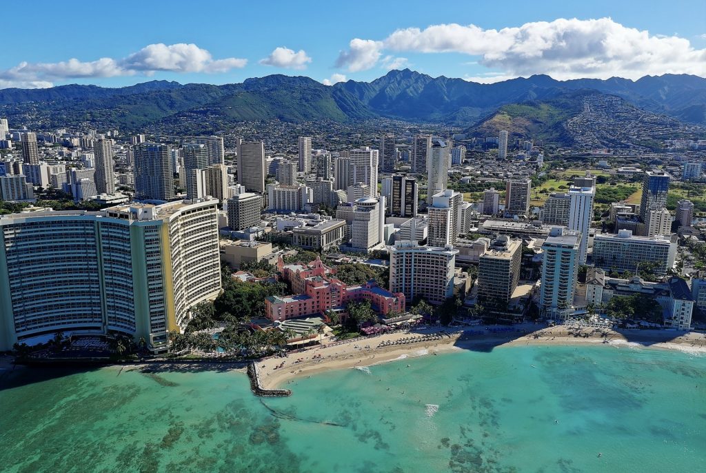 Drone aerial photo of Honolulu Hawaii