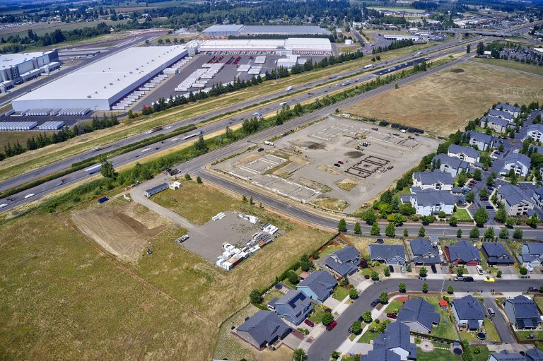 Aerial drone photo of Oregon building site