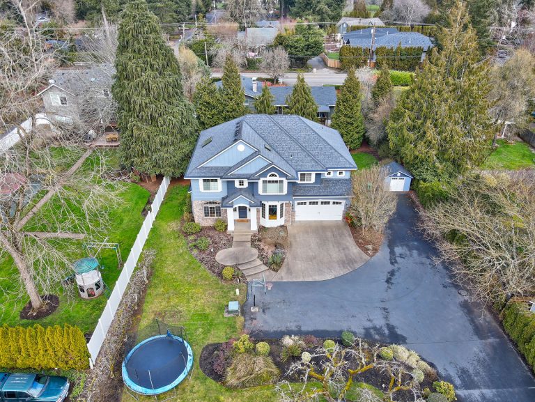 drone aerial photo of large residential house