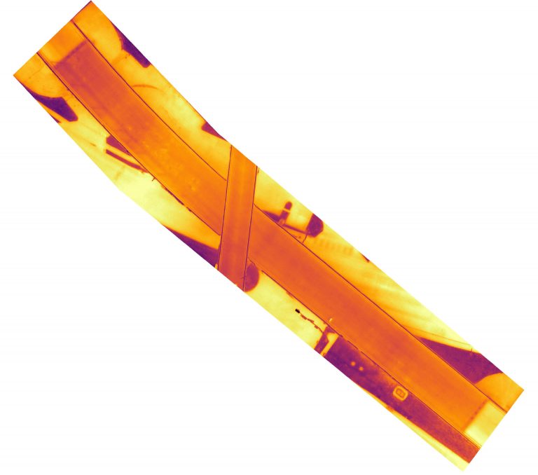 Aerial thermal image of roadway for surveying