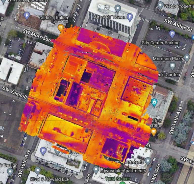 orthomosaic image with thermal overlay