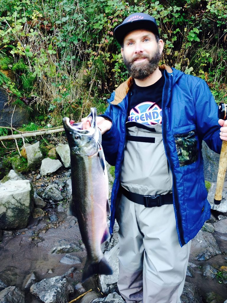 Sean Dillard holding a salmon