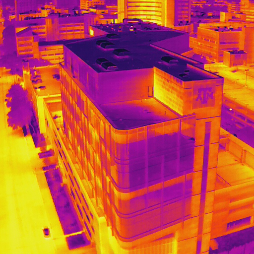 Thermal image of downtown Portland high-rise office building