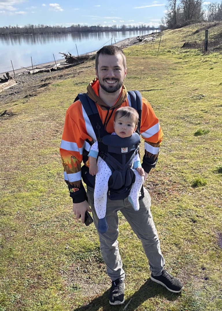 Daniel Sautter with his baby